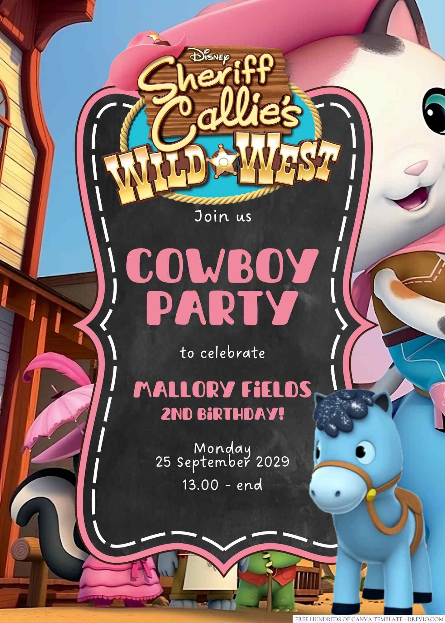 16+ Sheriff Callie Canva Birthday Invitation Templates - Drevio : Free ...