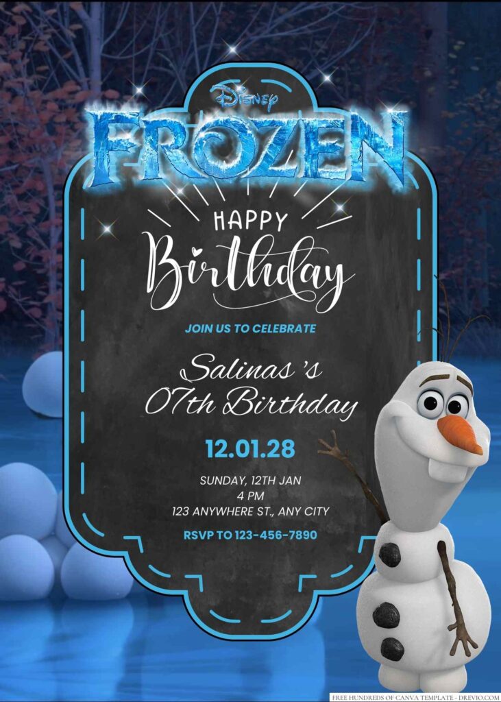 Free Editable Olaf Frozen Birthday Invitation