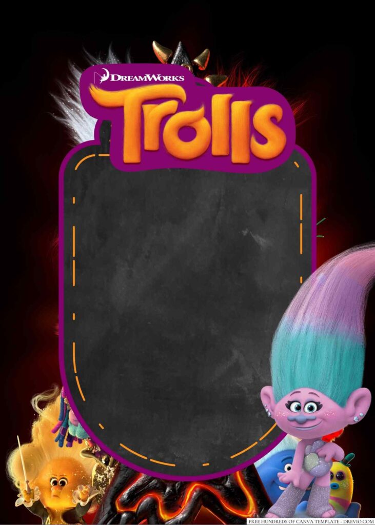 Invitation Template of 20+ Trolls Canva Birthday Invitation Templates 4