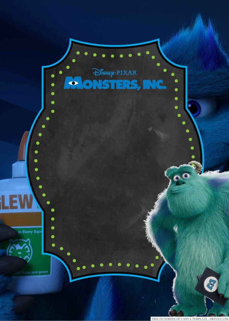 Invitation Template of 18+ Sulley Monsters Inc. Canva Birthday invitation Templates 4