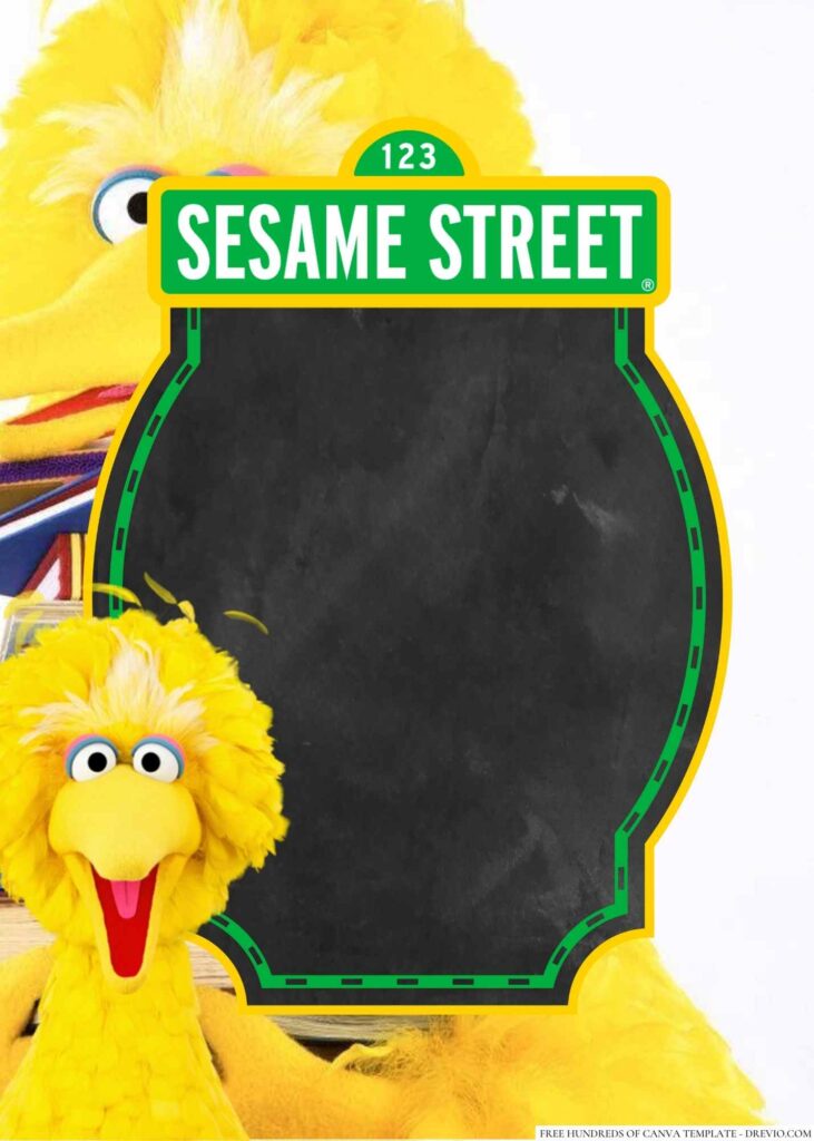 Invitation Template of 20+ Big Bird Sesame Street Canva Birthday invitation Templates 4