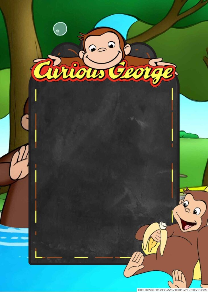 Invitation Template of 20+ Curious George Canva Birthday Invitation Templates 4