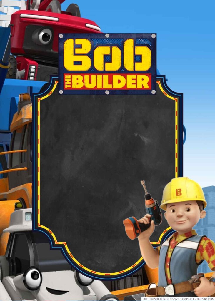 Invitation Template of 18+ Bob the Builder Canva Birthday Invitation Templates 4