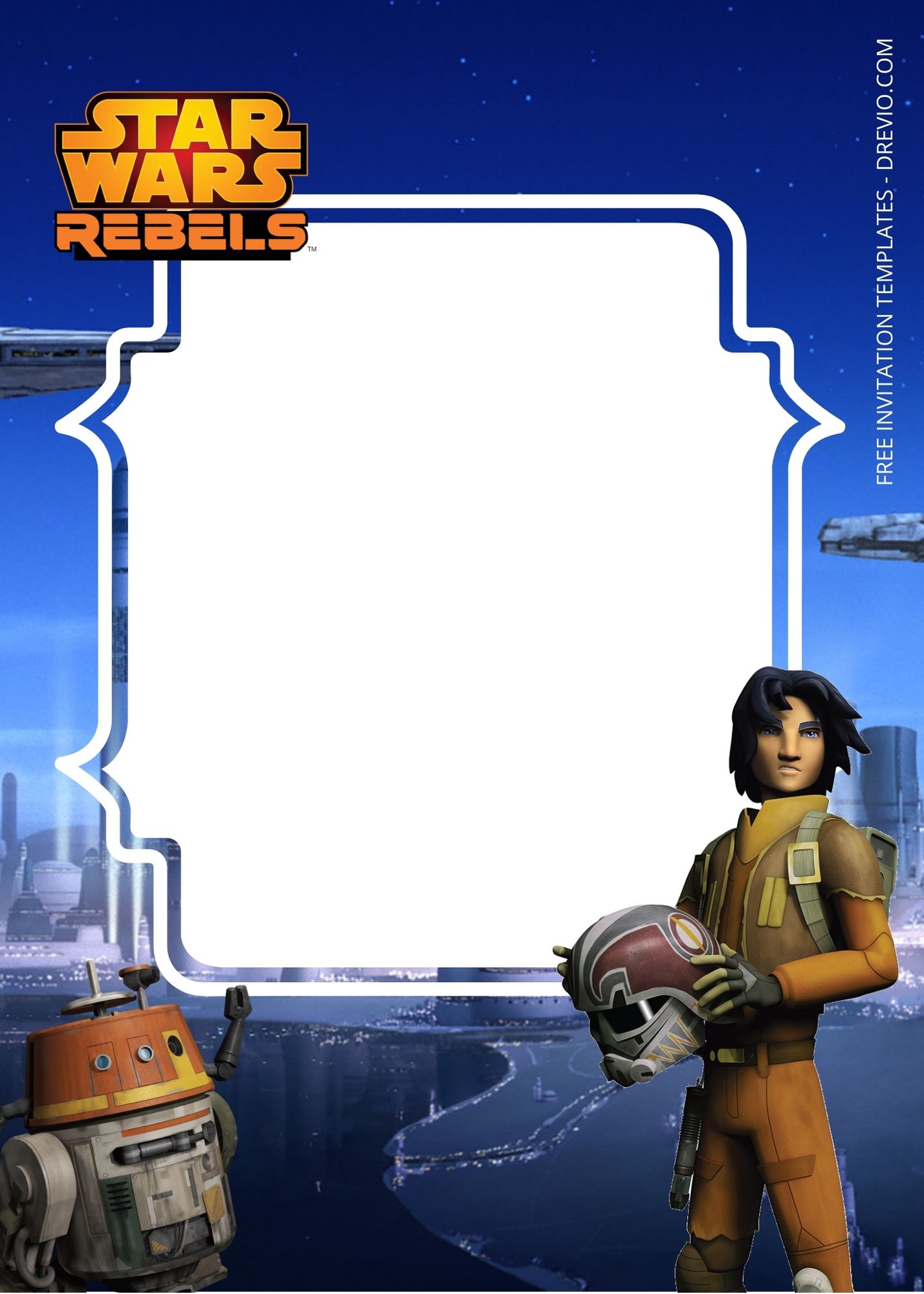Blank Star Wars Rebels Two Birthday Invitation Templates Four
