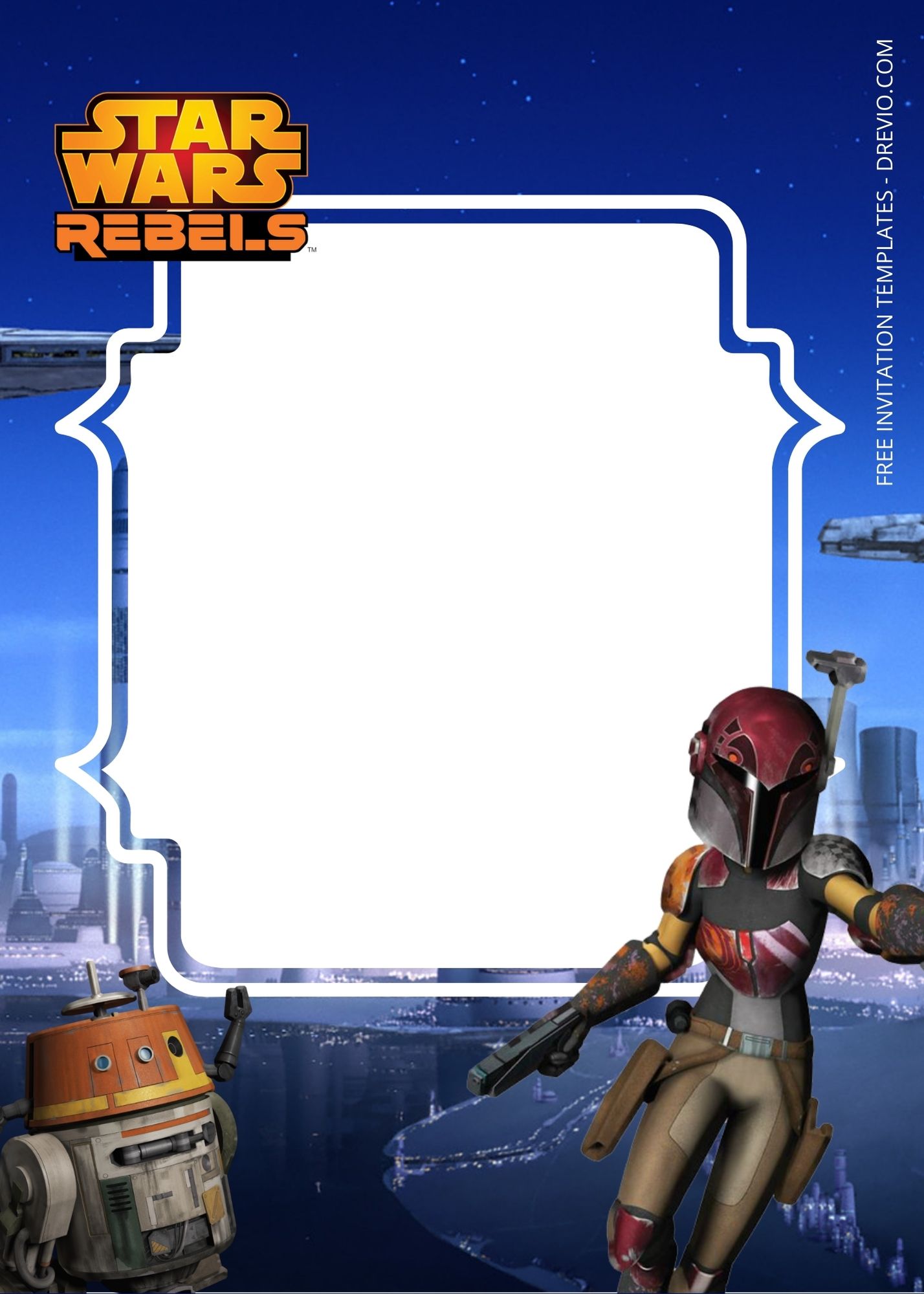 Blank Star Wars Rebels Two Birthday Invitation Templates Two