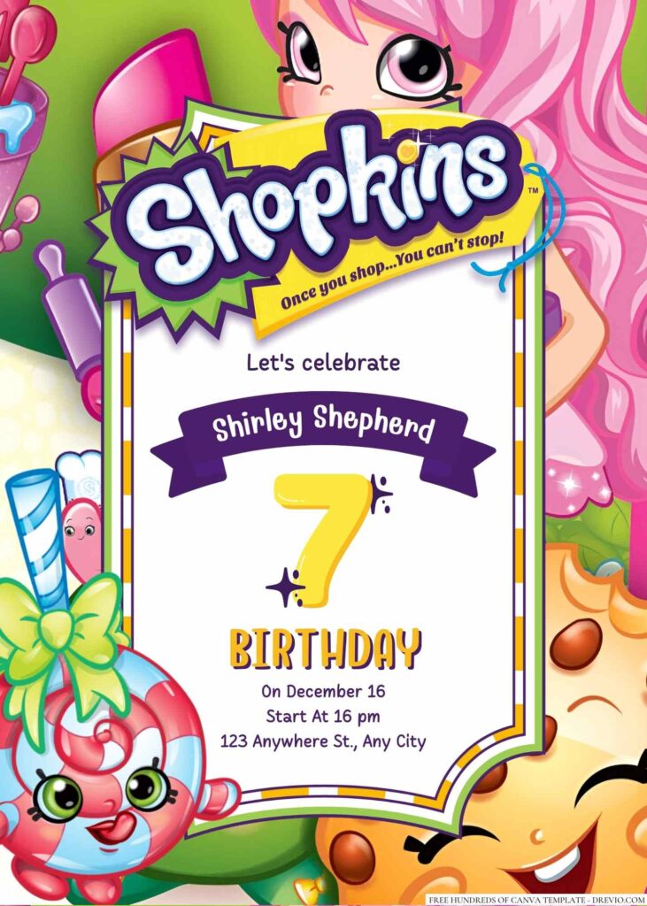 Free Editable Shopkins Birthday Invitation