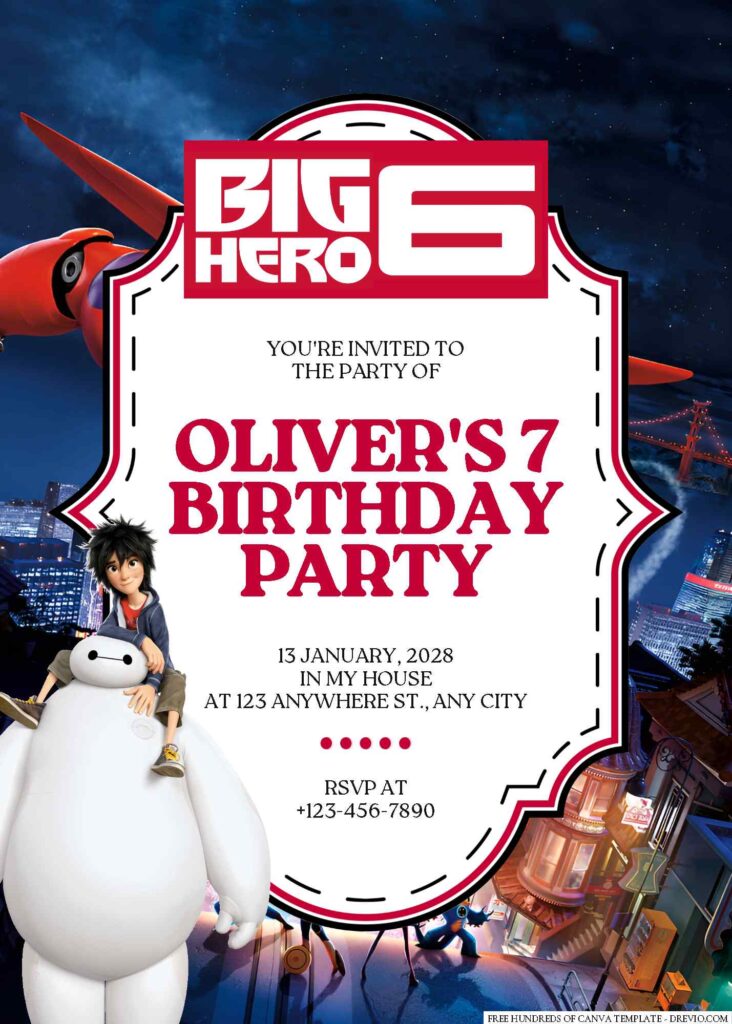 Free Editable Big Hero 6 Birthday Invitation