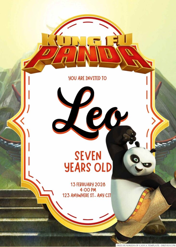 Free Editable Kung Fu Panda Birthday Invitation