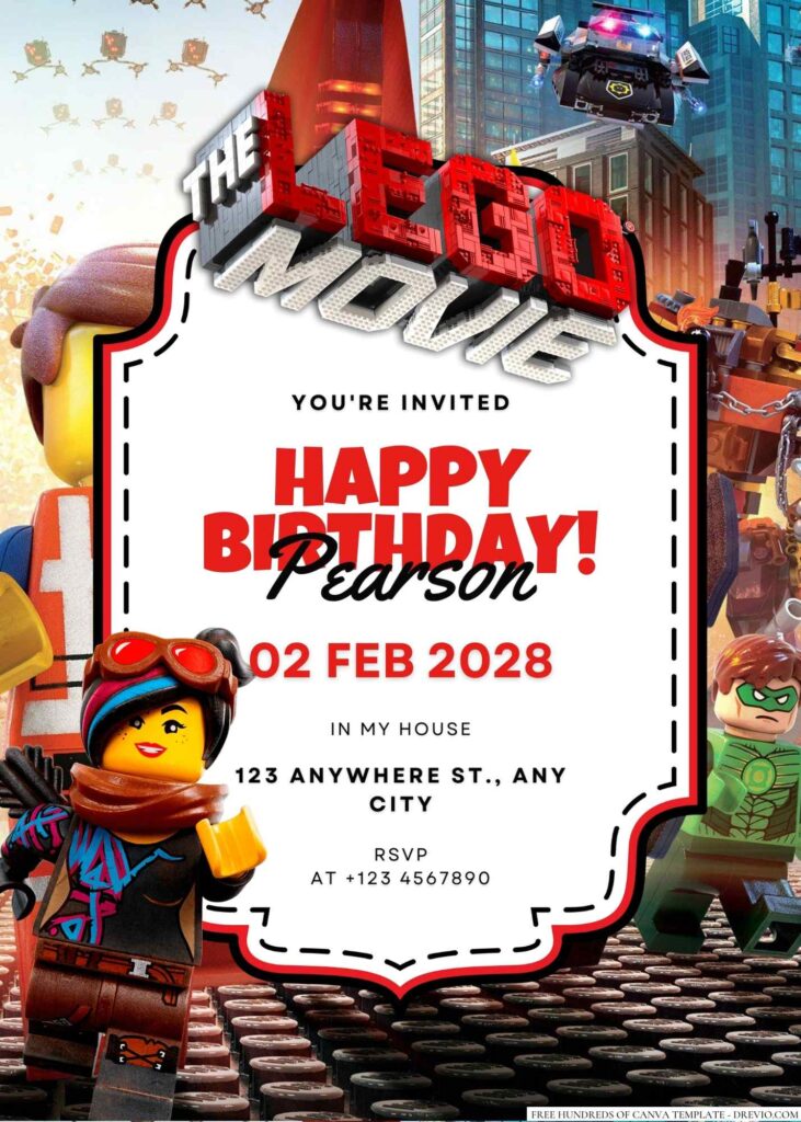 Free Editable The Lego Movie Birthday Invitation