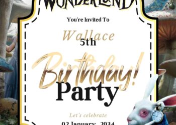 Free Editable Alice in Wonderland Birthday Invitation