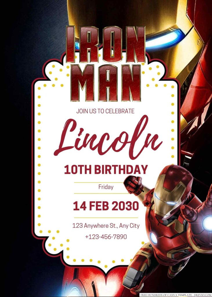 Free Editable Iron Man Birthday Invitation
