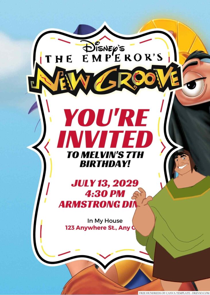 Free Editable The Emperor's New Groove Birthday Invitation