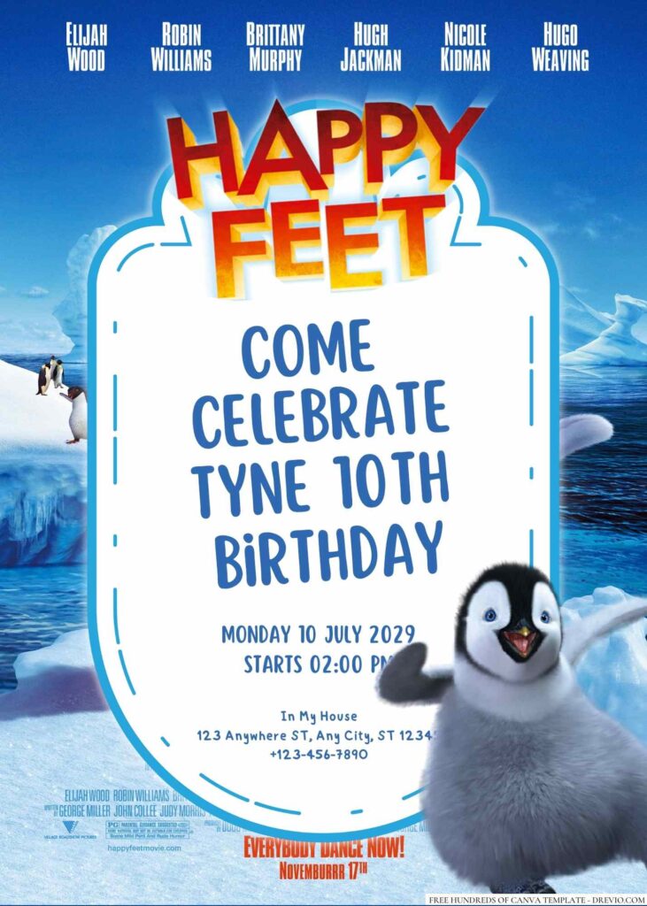 Free Editable Happy Feet Birthday Invitation 