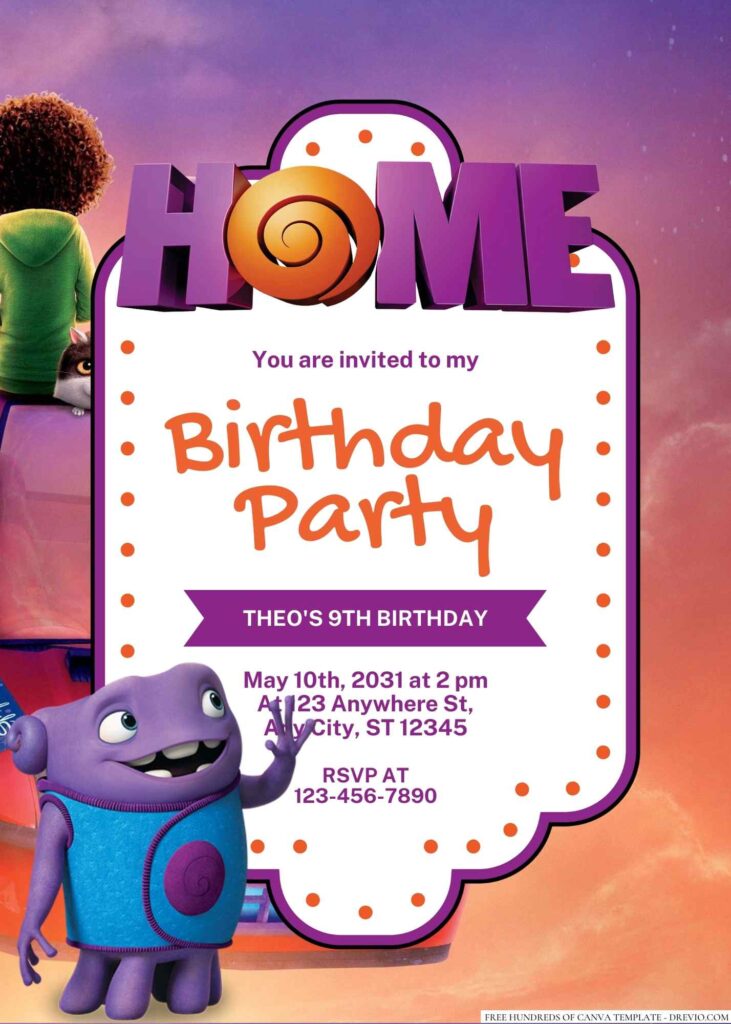 Free Editable Home (2015) Birthday Invitation