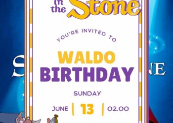 Free Editable The Sword in the Stone Birthday Invitation