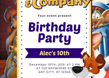 Free Editable Oliver & Company Birthday Invitation