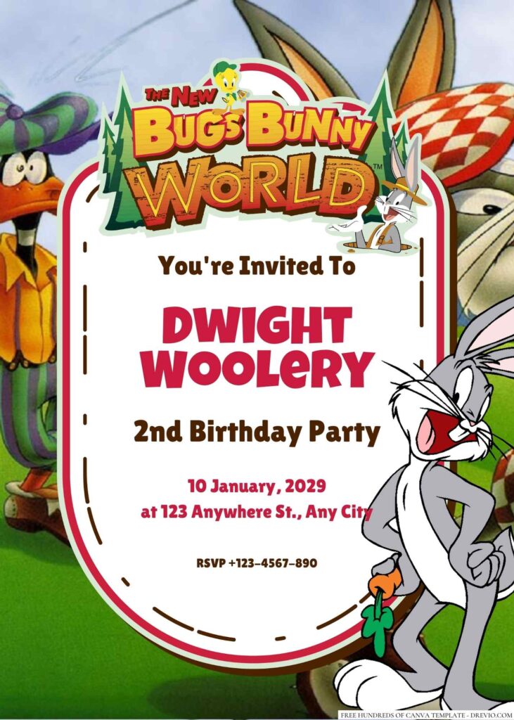 Free Editable The Bugs Bunny Birthday Invitation 