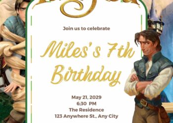 Free Editable Flynn Rider Tangled Birthday invitation