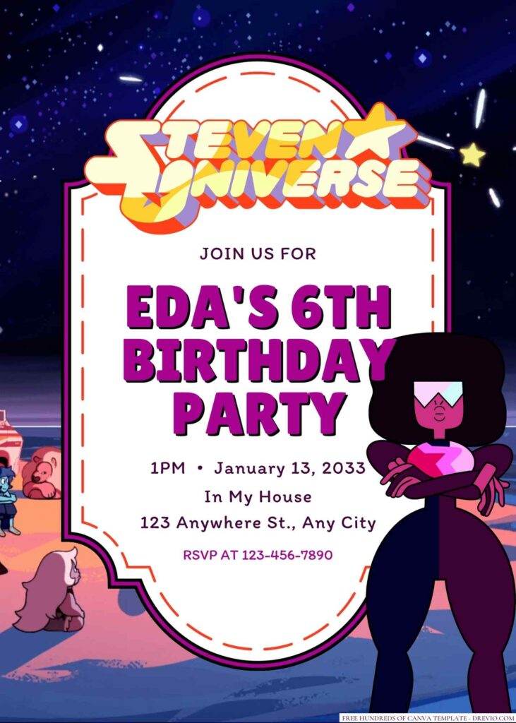 Free Editable Garnet (Steven Universe) Birthday Invitation