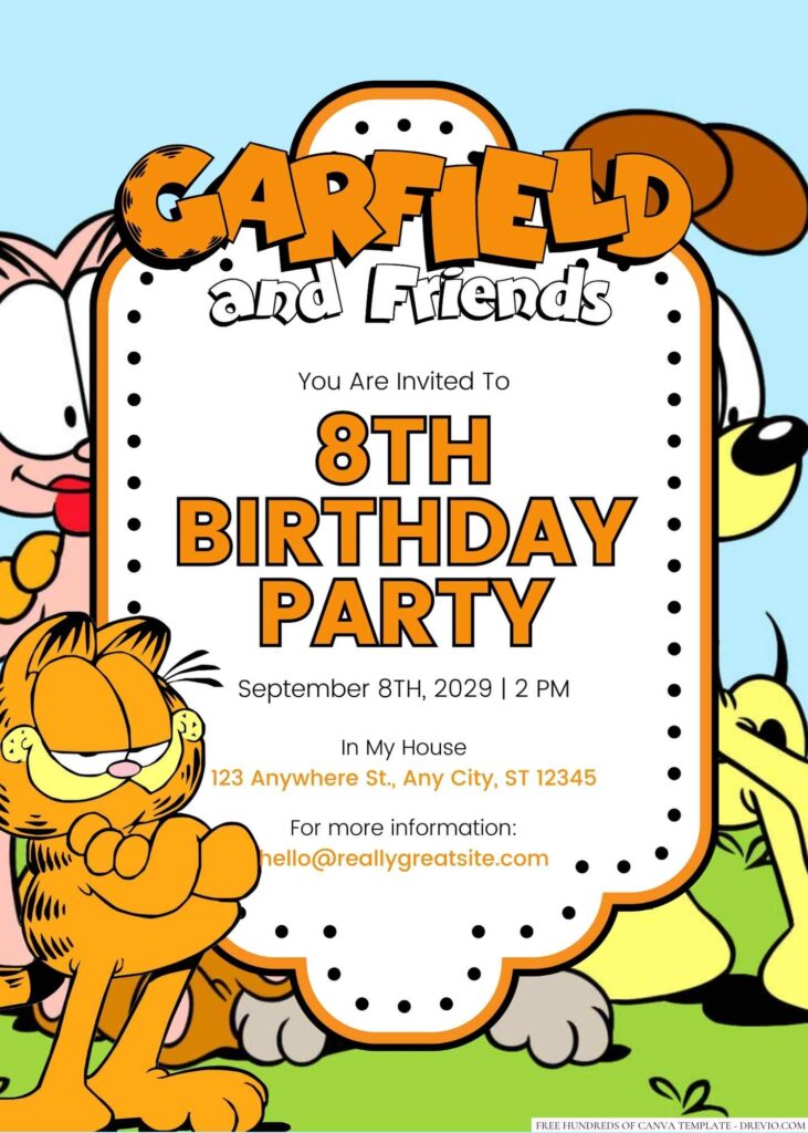Free Editable Garfield and Friends Birthday Invitation