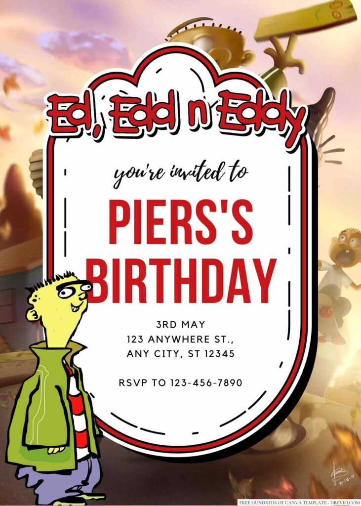 Free Editable Ed, Edd & Eddy Birthday Invitation