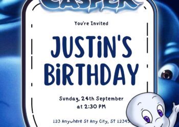 Free Editable Casper Ghost Birthday Invitation