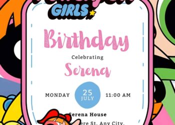 Blossom, Bubbles, and Buttercup (The Powerpuff Girls) Birthday Invitation