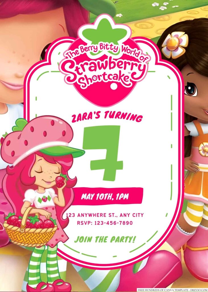 Strawberry Shortcake Birthday invitation
