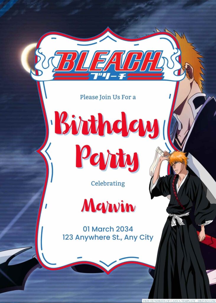 Free Editable Bleach Birthday Invitation 