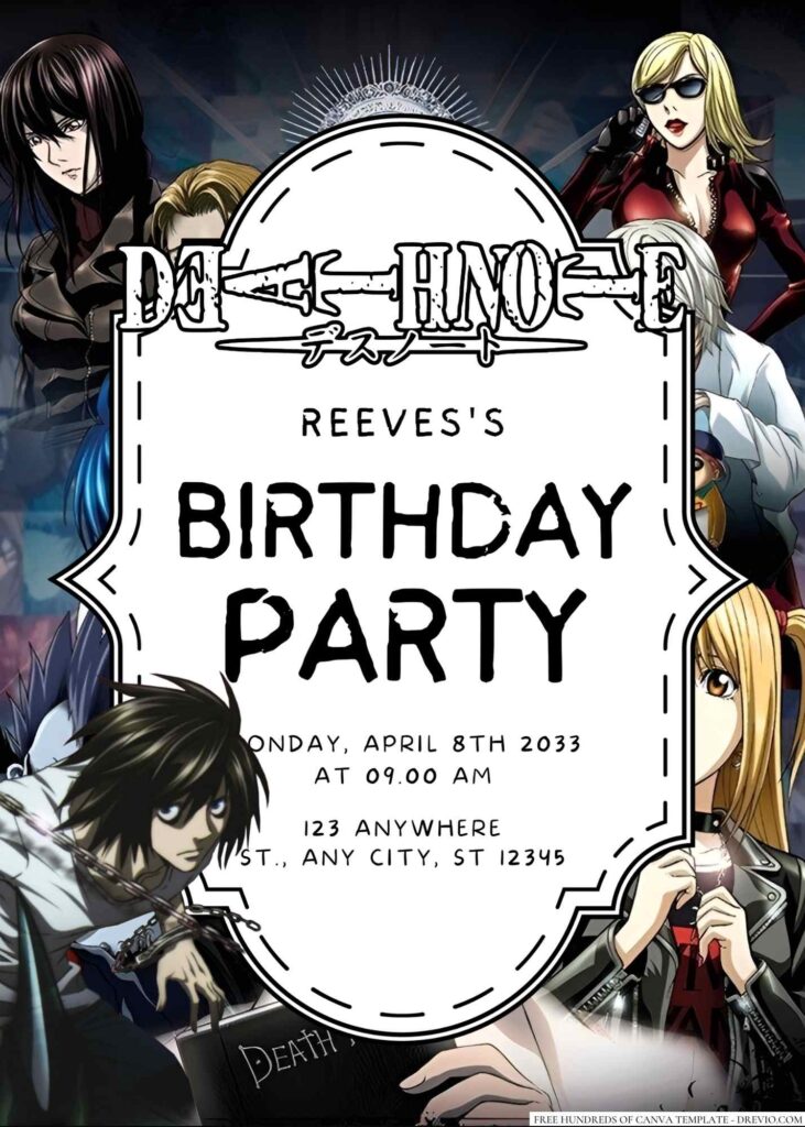Death Note Birthday Invitation