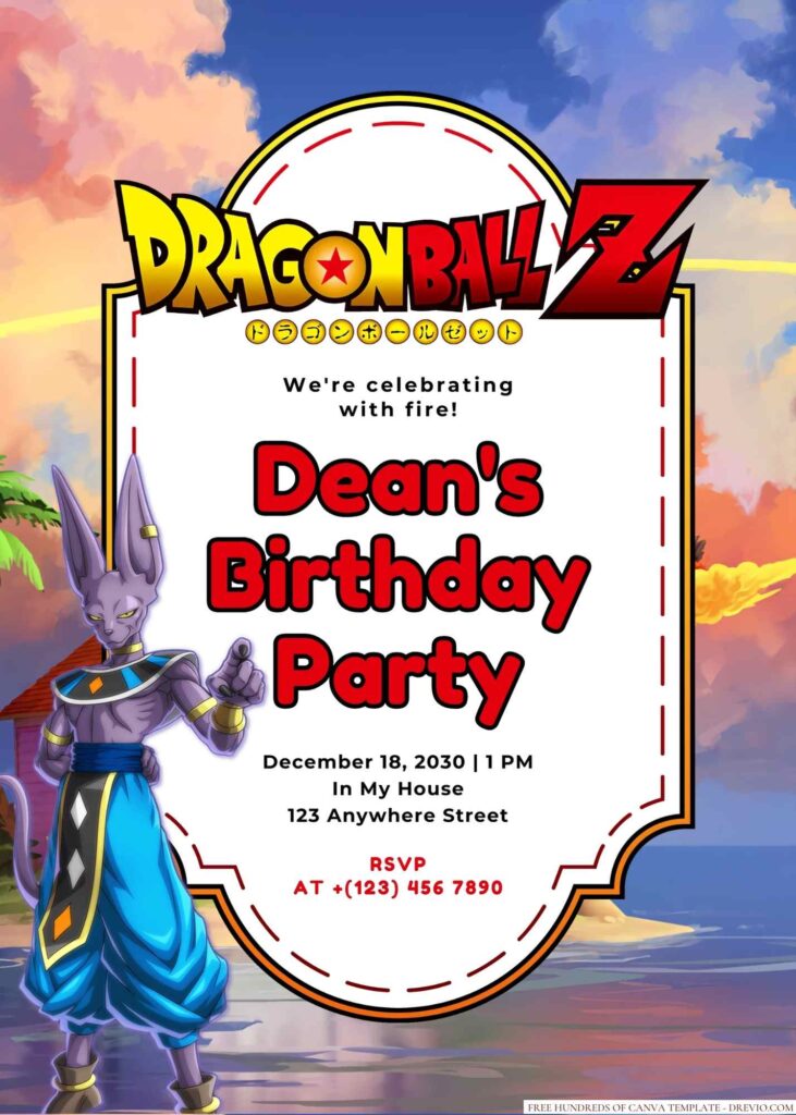 Dragon Ball Z Birthday Invitation