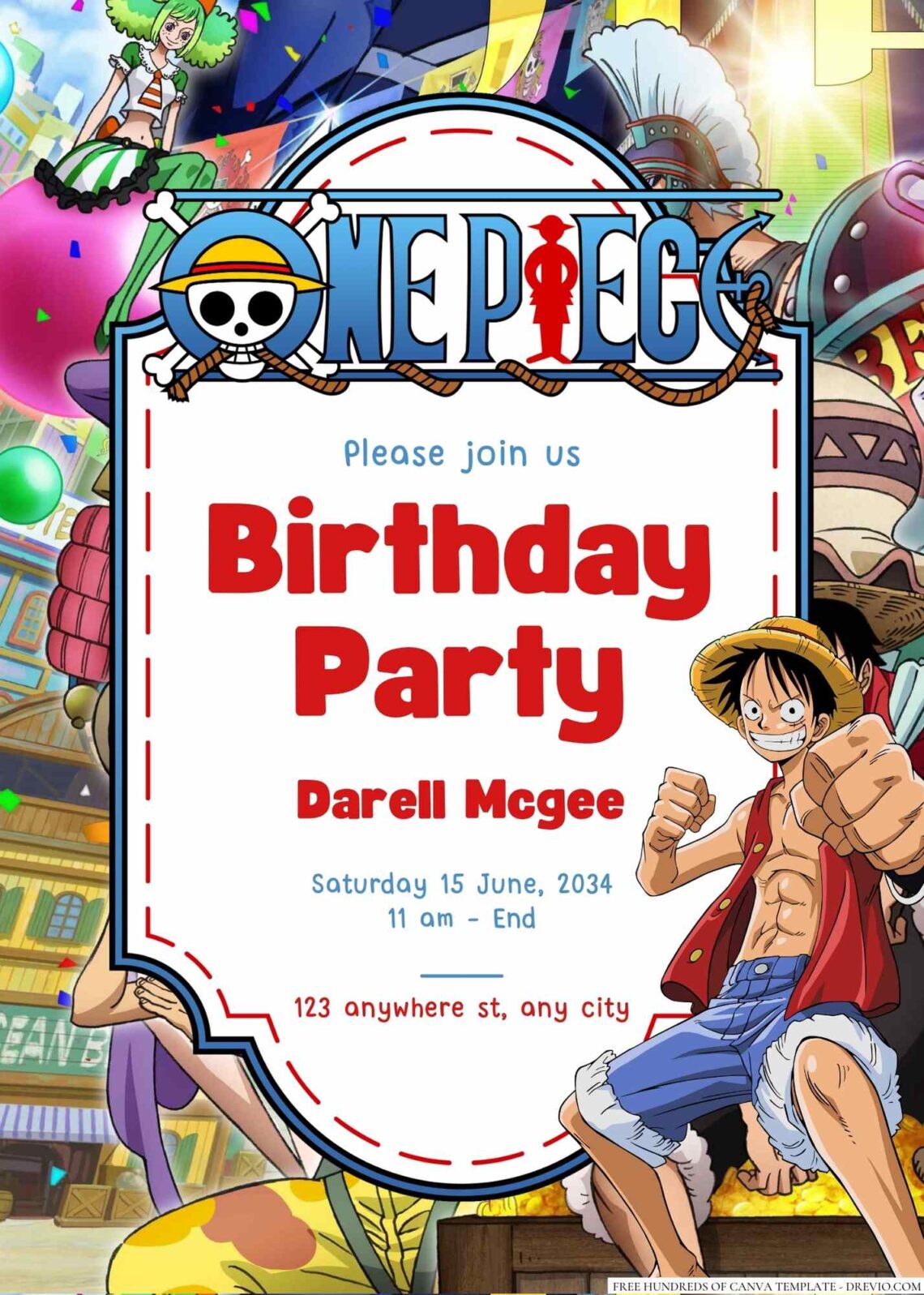 One Piece Birthday Invitation Download Hundreds FREE PRINTABLE