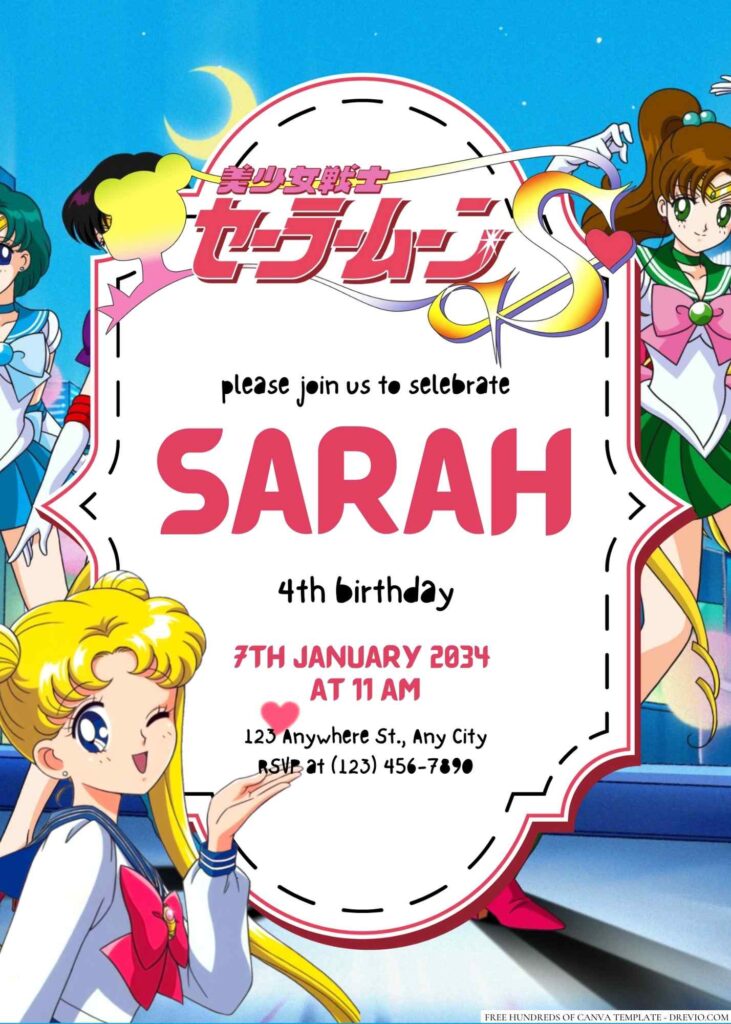 Sailor Moon Birthday Invitation