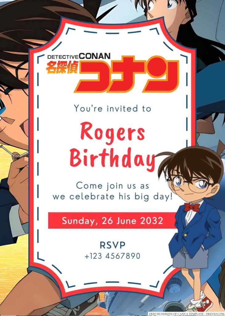 Detective Conan Birthday Invitation