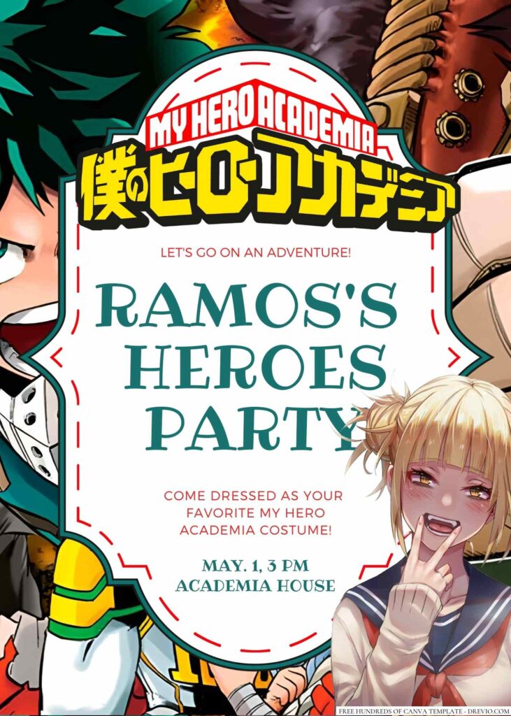 My Hero Academia Birthday Invitation