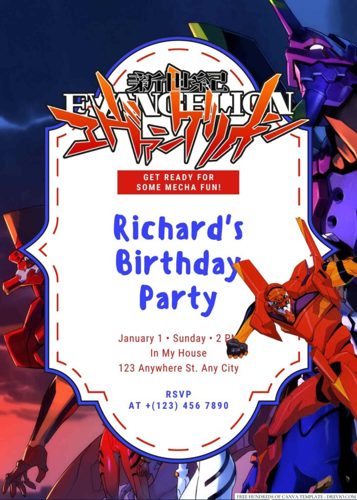 Neon Genesis Evangelion Birthday Invitation