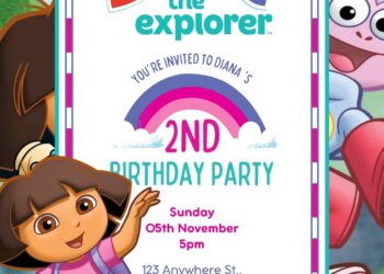 Free Editable Dora the Explorer Birthday Invitation