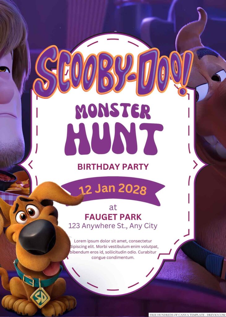 Free Editable Scooby-Doo Birthday Invitation