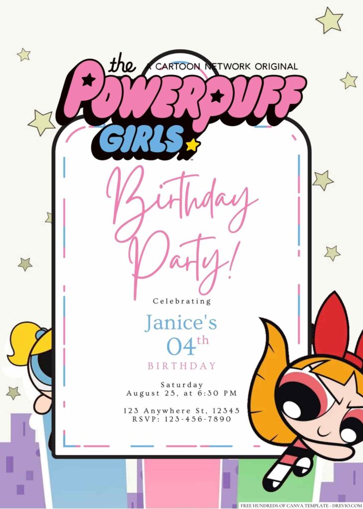 Free Editable The Powerpuff Girls Birthday Invitation