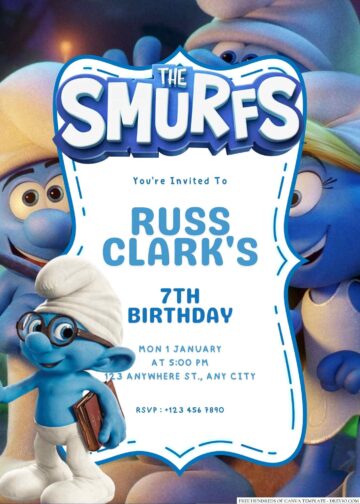 22+ The Smurfs Canva Birthday Invitation Templates | Download Hundreds ...