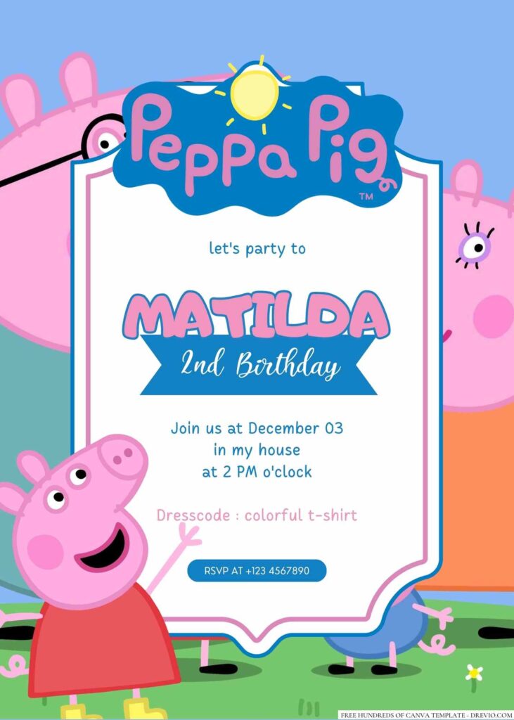 Free Editable Peppa Pig Birthday Invitation