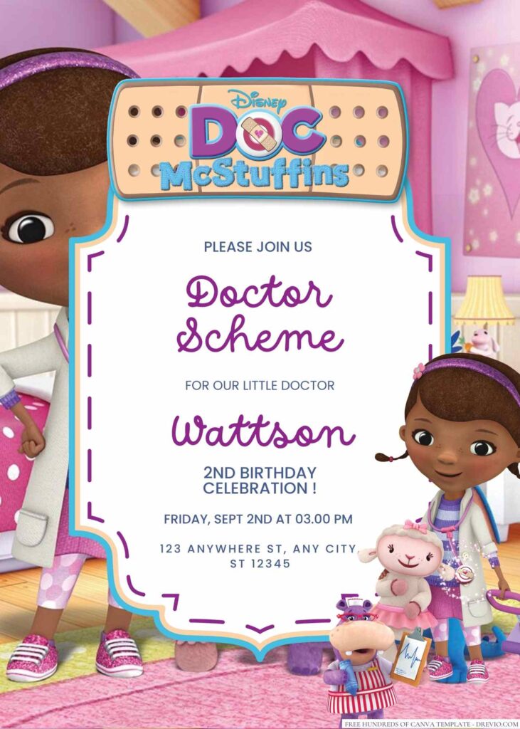 Free Editable Doc McStuffins Birthday Invitation