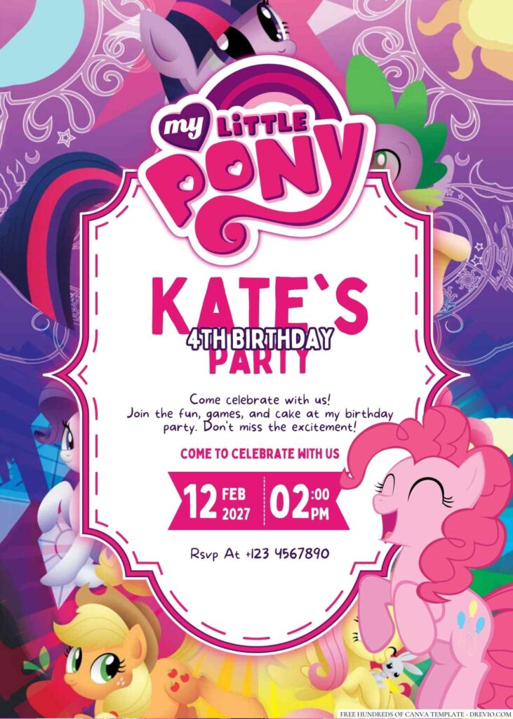 Free Editable My Little Pony Birthday Invitation