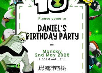 Free Editable Ben 10 Birthday Invitation