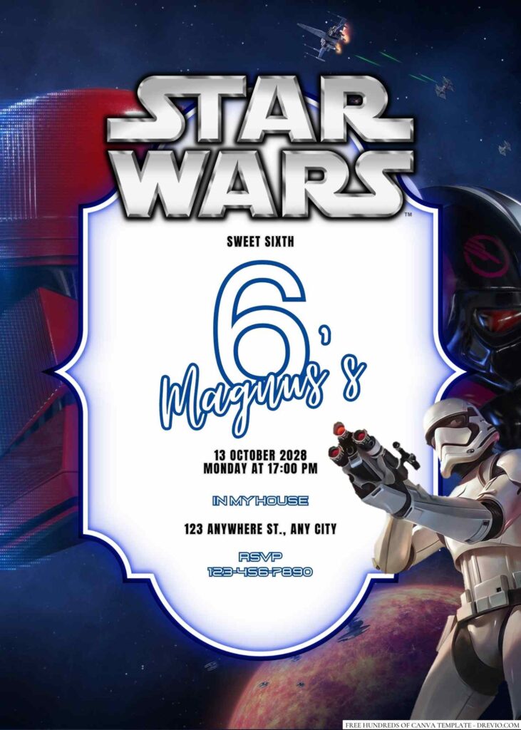 Free Editable Star Wars Birthday Invitation