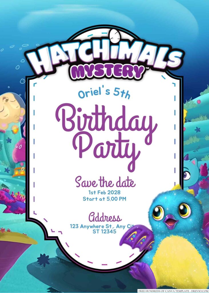 Free Editable Hatchimals Birthday Invitation