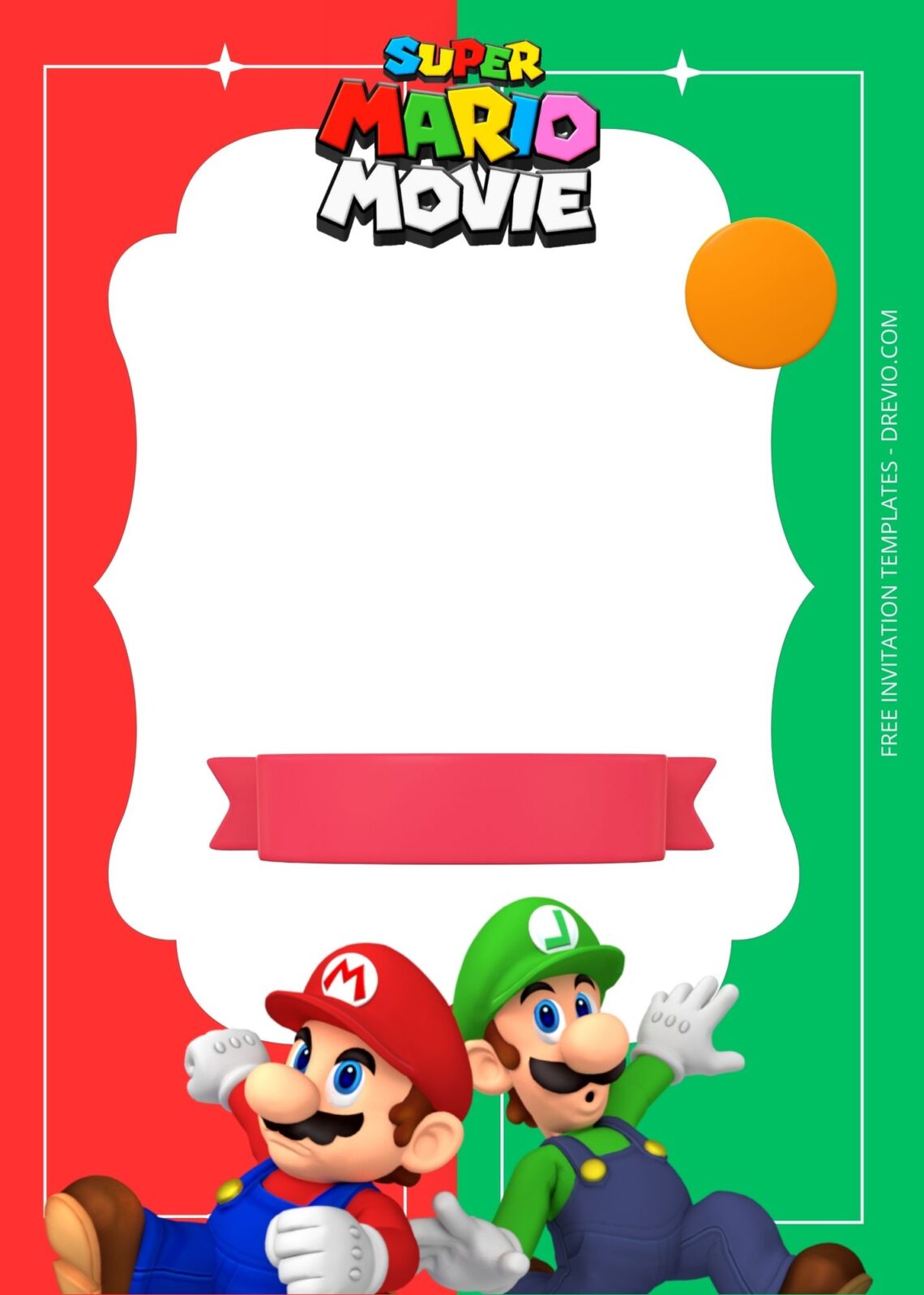 Blank Mario & Luigi Birthday Invitation Templates One