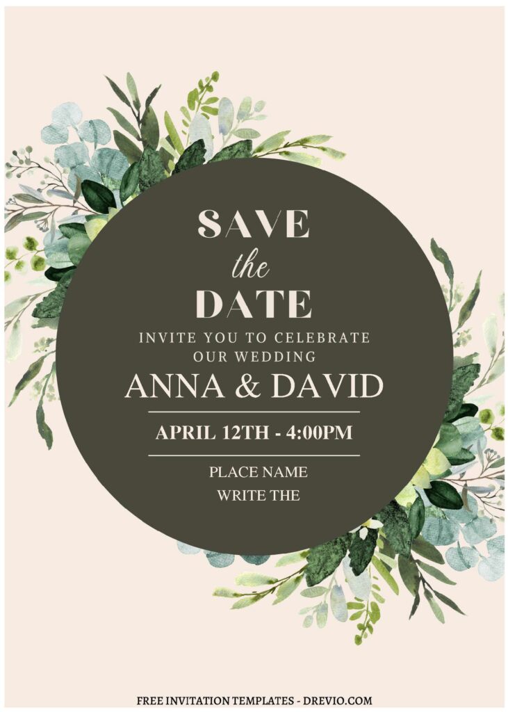 (Free Editable PDF) Soft Romantic Greenery Wedding Invitation Templates C