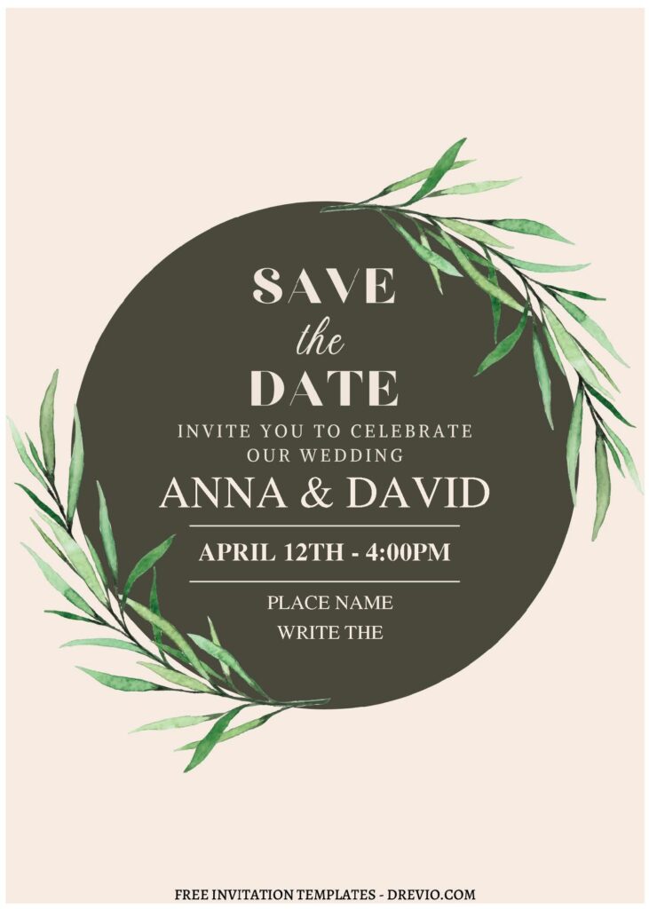 (Free Editable PDF) Soft Romantic Greenery Wedding Invitation Templates A