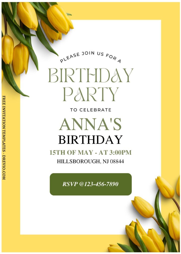 (Free Editable PDF) Romantic Spring Birthday Invitation Templates C